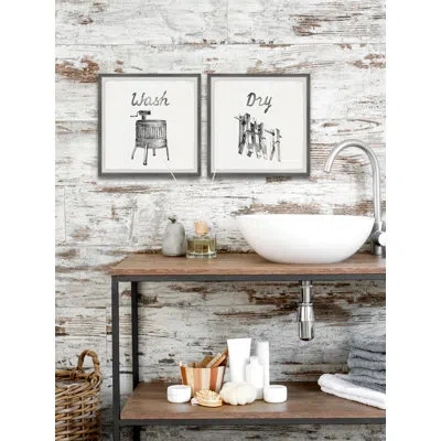 Marmont Hill Wash And Dry Diptych By - 2 Piece Picture Frame Drawing Print Set In Gray