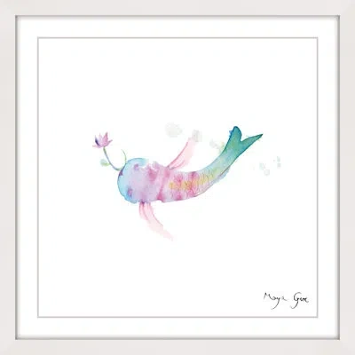 Marmont Hill 'watercolor Fish' By Maya Gur Framed Painting Print In Green;yellow;pink