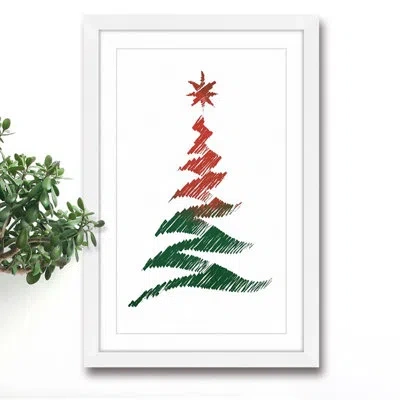 Marmont Hill Watercolor Tree By Diana Alcala - Picture Frame Print On Paper In Green;red