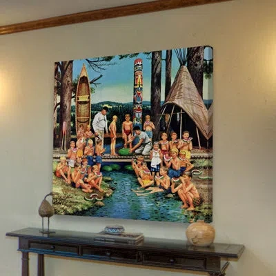 Marmont Hill Watermelon At Camp By Stevan Dohanos Painting Print On Wrapped Canvas In Blue;brown