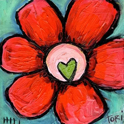 Marmont Hill 'watermelon Flower' By Tori Campisi Painting Print On Wrapped Canvas In Green;red