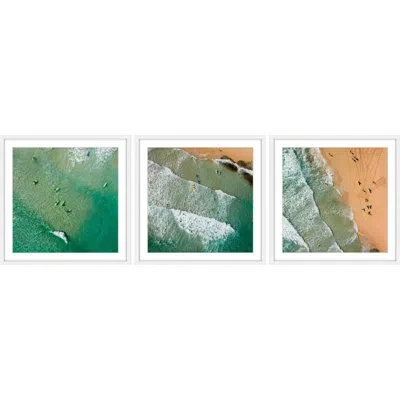 Marmont Hill Waves Triptych In Blue;white;tan