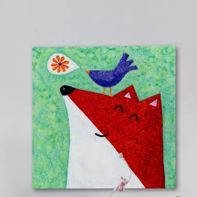 Marmont Hill 'what Does The Fox Sing' By Janet Nelson Print On Wrapped Canvas In Green;red;purple