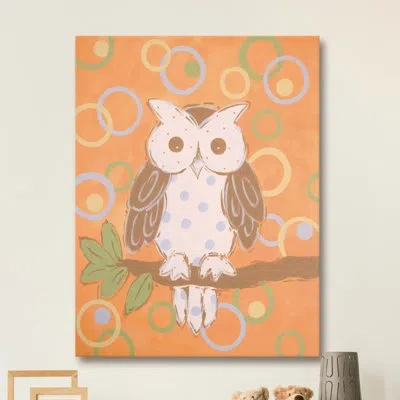 Marmont Hill "whimsy Owl" By Reesa Qualia Print On Wrapped Canvas In Brown;orange