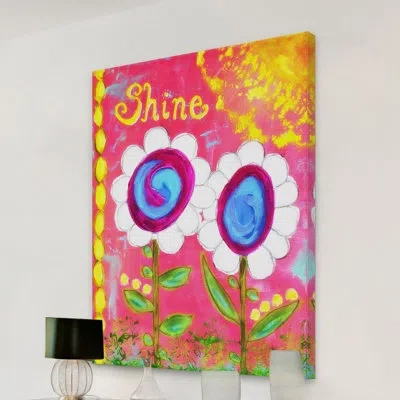 Marmont Hill 'white Flowers Shine' By Jill Lambert Painting Print On Wrapped Canvas In Green;yellow;pink