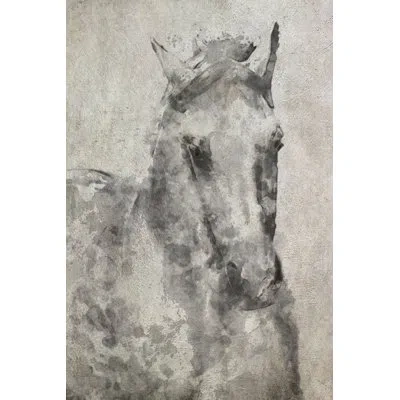 Marmont Hill 'white Gray Horse' By Irena Orlov Painting Print On Wrapped Canvas In White;gray