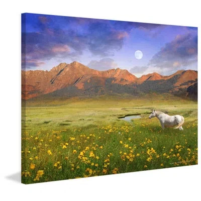 Marmont Hill 'white Horse Mtn' By Chris Vest Painting Print On Wrapped Canvas In Blue;brown;green;yellow