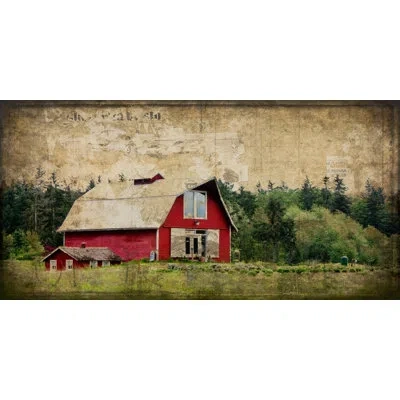 Marmont Hill "widbey's Barn Iii" Print On Wrapped Canvas In Brown;green;red
