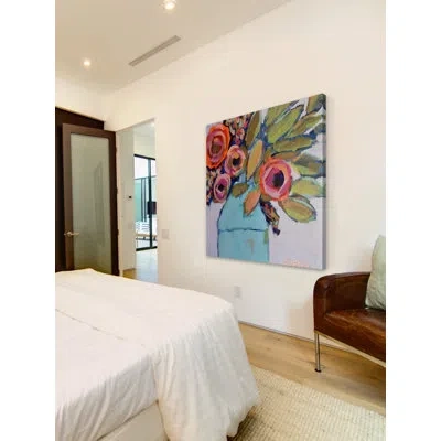 Marmont Hill 'wild Bouquet' By Michelle Rivera Painting Print On Wrapped Canvas In Blue;green;pink