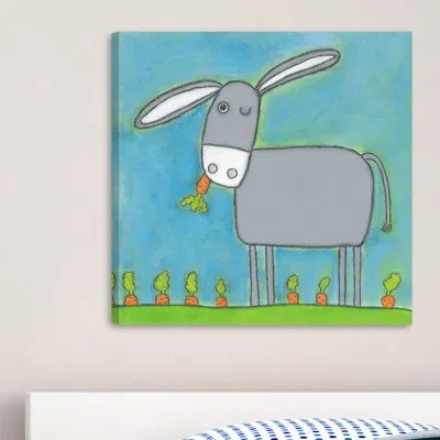 Marmont Hill "winking Donkey" Print On Wrapped Canvas In Blue;gray