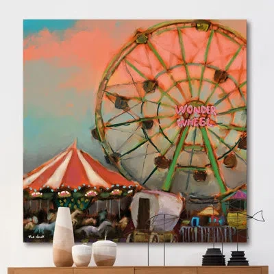 Marmont Hill 'wonder Wheel' By Rick Novak Painting Print On Wrapped Canvas In Brown;green;red;orange