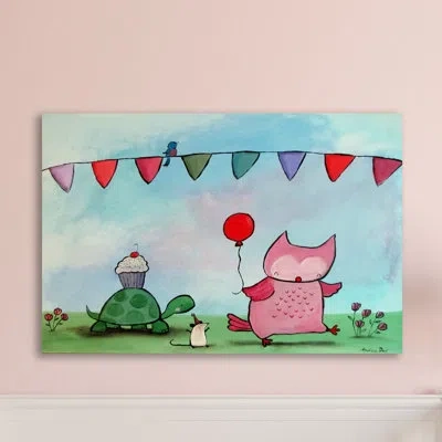 Marmont Hill 'woodland Party' Canvas Art In Blue;green;pink