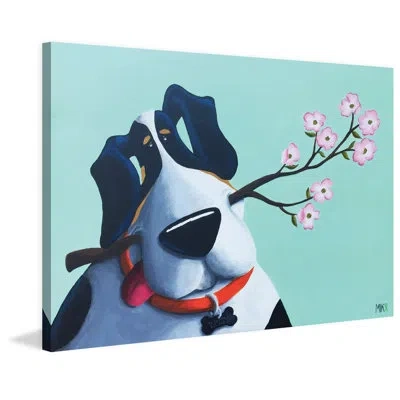 Marmont Hill 'woody' By Mike Taylor Painting Print On Wrapped Canvas In Blue;pink;teal