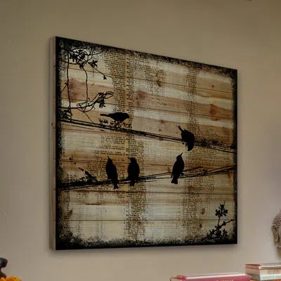 Marmont Hill 'word Keepers' By Vicki Butler Painting Print On Natural Pine Wood In Black;brown