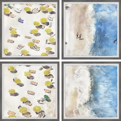 Marmont Hill Yellow Sunshade Iii Quadriptych In Blue;white