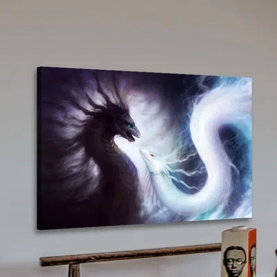Marmont Hill 'yin And Yang Dragons' By Jonas Jödicke Graphic Art Print On Wrapped Canvas In White;purple