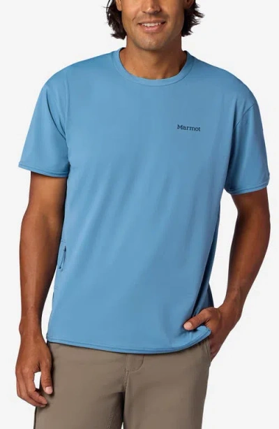 Marmot Airexchange Solarshield Upf Crewneck T-shirt In Blue