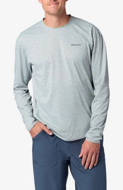 Marmot Airexchange Solarshield Upf Long Sleeve Crewneck T-shirt In Blue