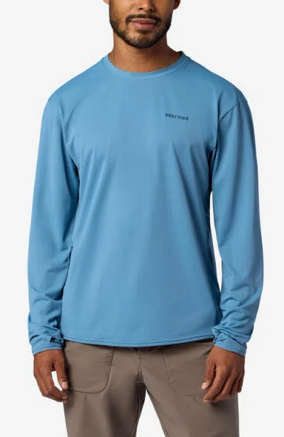 Marmot Airexchange Solarshield Upf Long Sleeve Crewneck T-shirt In Blue