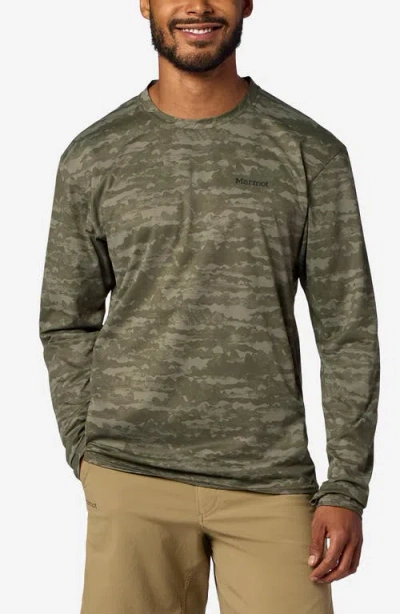 Marmot Airexchange Solarshield Upf Long Sleeve Crewneck T-shirt In Green