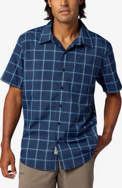 Marmot Airexchange Upf Short Sleeve Button-up Shirt In Blue