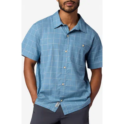 Marmot Cedrus Organic Cotton Blend Short Sleeve Button-up Shirt In Blue