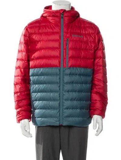 Pre-owned Marmot Colorblock Pattern Puffer Coat In Red