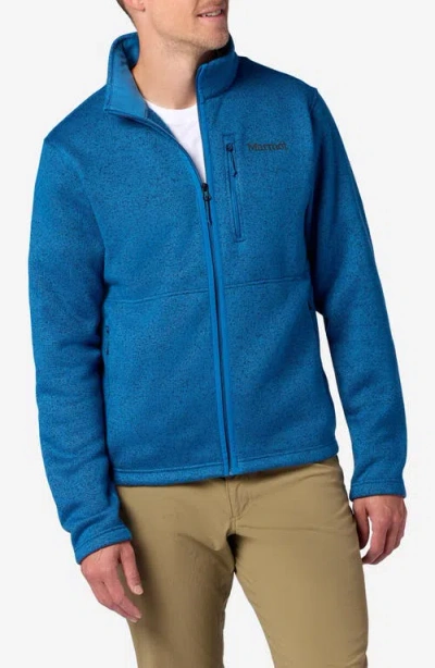 Marmot Drop Line Heathered Fleece Jacket In Blue