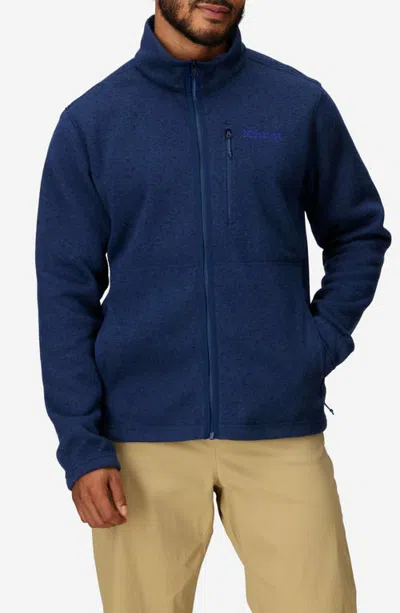 Marmot Drop Line Heathered Fleece Jacket In Arctic Navy Heather