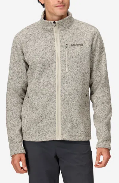 Marmot Drop Line Heathered Fleece Jacket In Birch Bark Heather