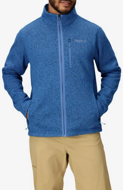 Marmot Drop Line Heathered Fleece Jacket In Rain Cloud Heather