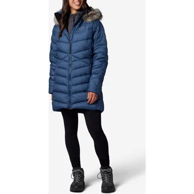 Marmot Emberous 700 Fill Power Down Coat With Removable Faux Fur Hood In Blue