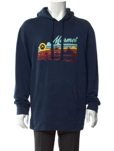 Pre-owned Marmot Graphic Print Crew Neck Hoodie In Blue