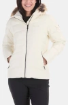 Marmot Ithaca 700 Fill Power Down Hooded Jacket With Faux Fur Trim In Papyrus