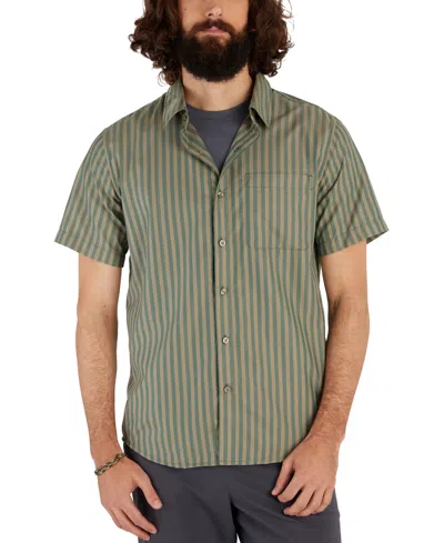 Marmot Men's Aerobora Patterned Button-up Short-sleeve Shirt In Dark Jungle Austin Stripe
