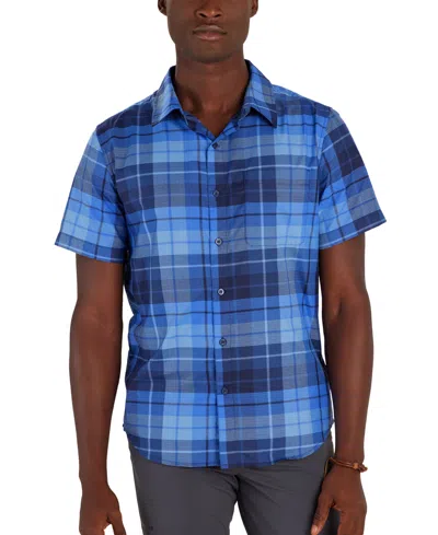 Marmot Men's Aerobora Patterned Button-up Short-sleeve Shirt In Twilight Blue Wayland Plaid