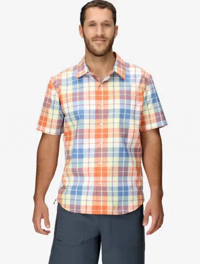 Marmot Men's Airexchange Upf 40 Novelty Ss Shirt In Pomelo Wayland Plaid In Multi