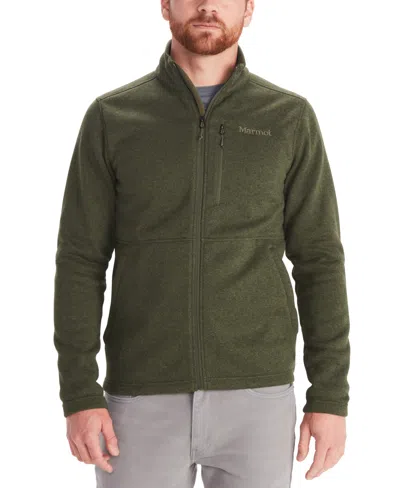 Marmot Men's Drop Line Full Zip Sweater Fleece Jacket In Rosin Green