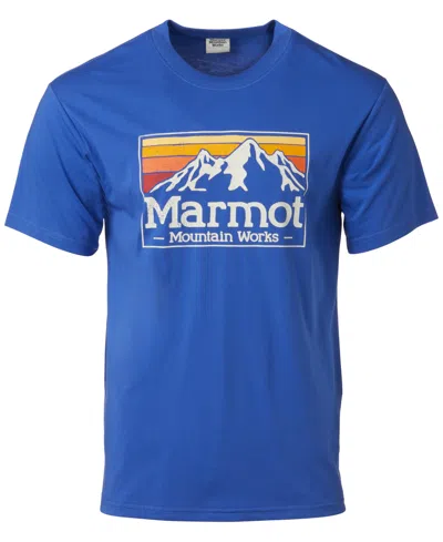 Marmot Men's Mountain Works Gradient Logo Graphic Short-sleeve T-shirt In Trail Blue