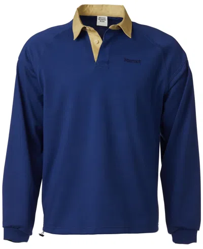 Marmot Men's Mountain Works Long-sleeve Polo Shirt In Twilight Blue,light Oak