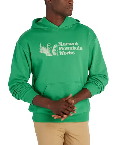 Marmot Men's Mountain Works Printed Fleece Hoodie In Clover