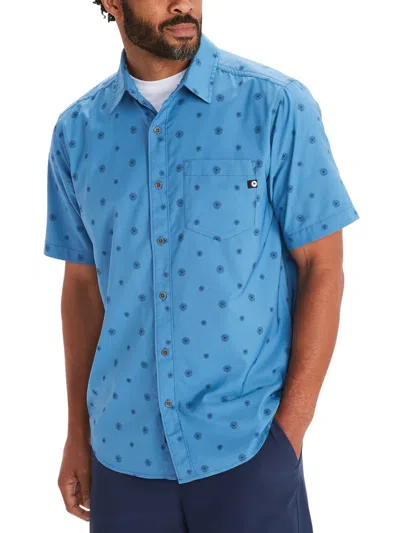 Marmot Mens Printed Collar Button-down Shirt In Blue