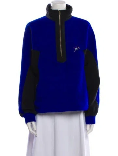 Pre-owned Marmot Mock Neck Long Sleeve Sweatshirt In Blue