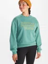 Marmot Mountain Works Boxy Sweatshirt Womens Blue Agave Crew Neck Fts370 In Green