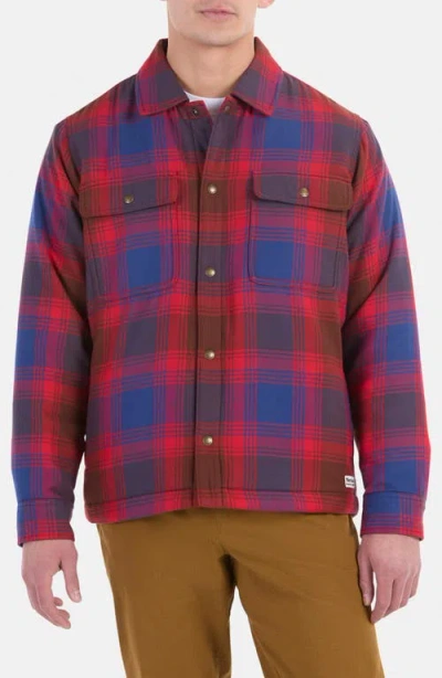 Marmot Ridgefield Fleece Lined Flannel Snap-up Shirt Jacket In Team Red