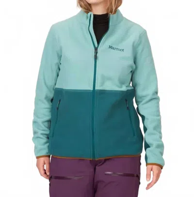 Marmot Rocklin Full Zip Fleece Jacket In Blue Agave/dark Jungle In Green