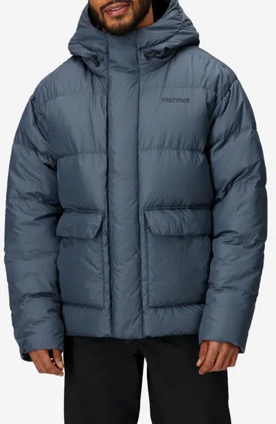 Marmot Stockholm Hooded 700 Fill Power Down Jacket In Thunderhead