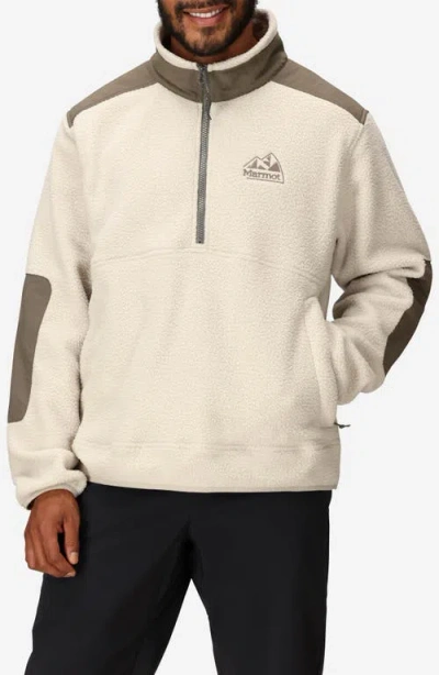 Marmot Wanderer High Pile Fleece Half Zip Pullover In Brown