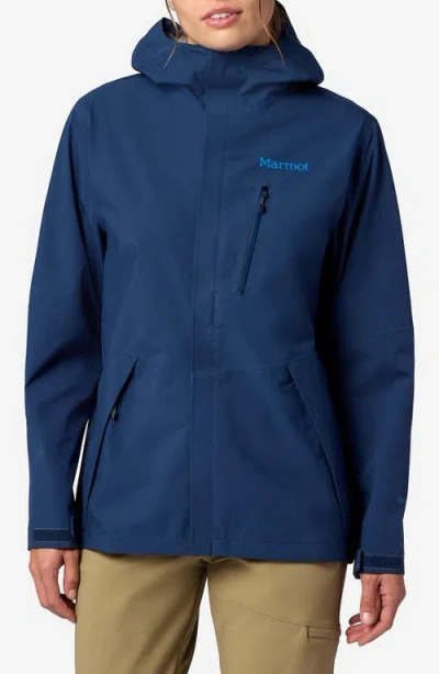Marmot Waterproof Hooded Jacket In Blue