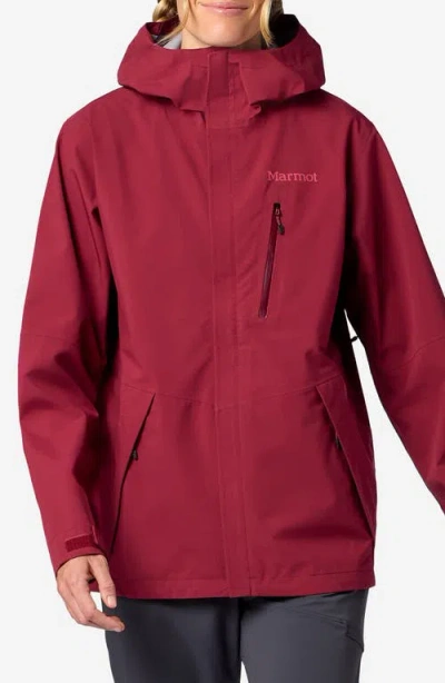 Marmot Waterproof Hooded Jacket In Red